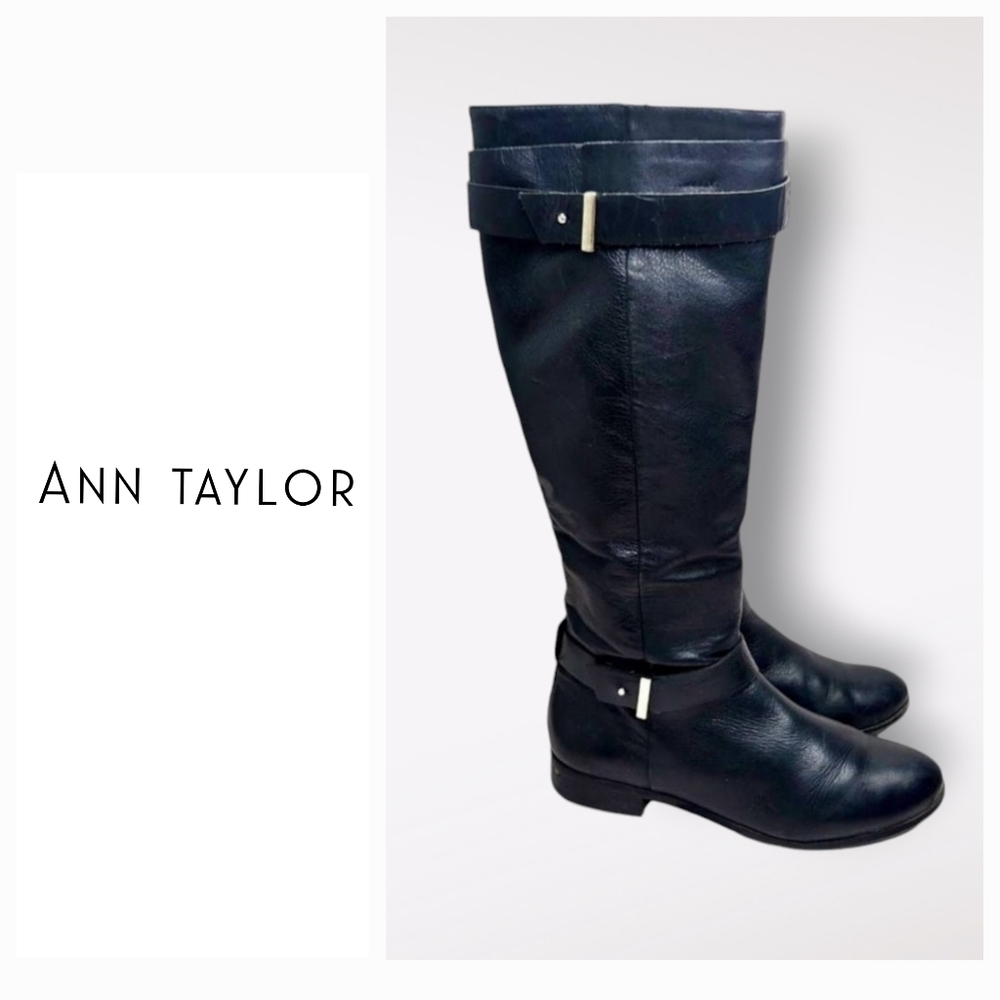 Ann taylor black leather riding boots size 7.5 Brody